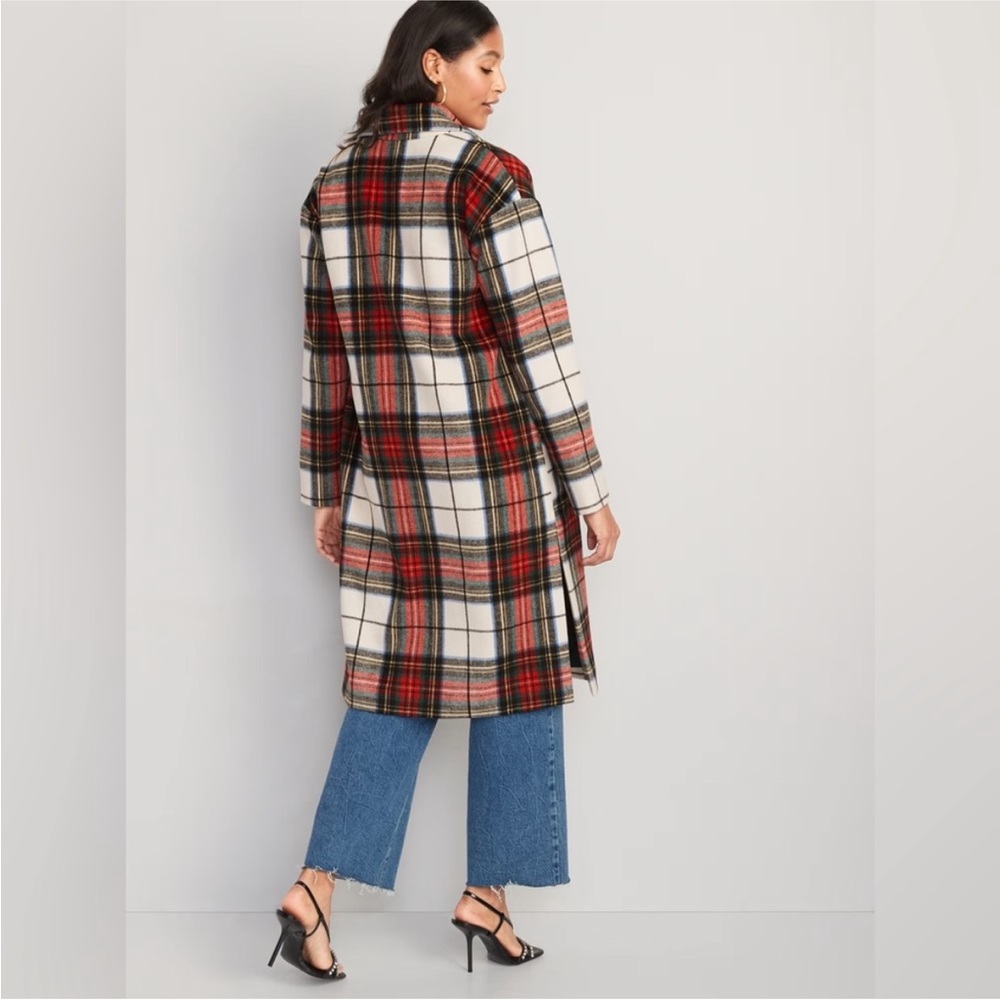Plaid Women's Coat - Red and White
